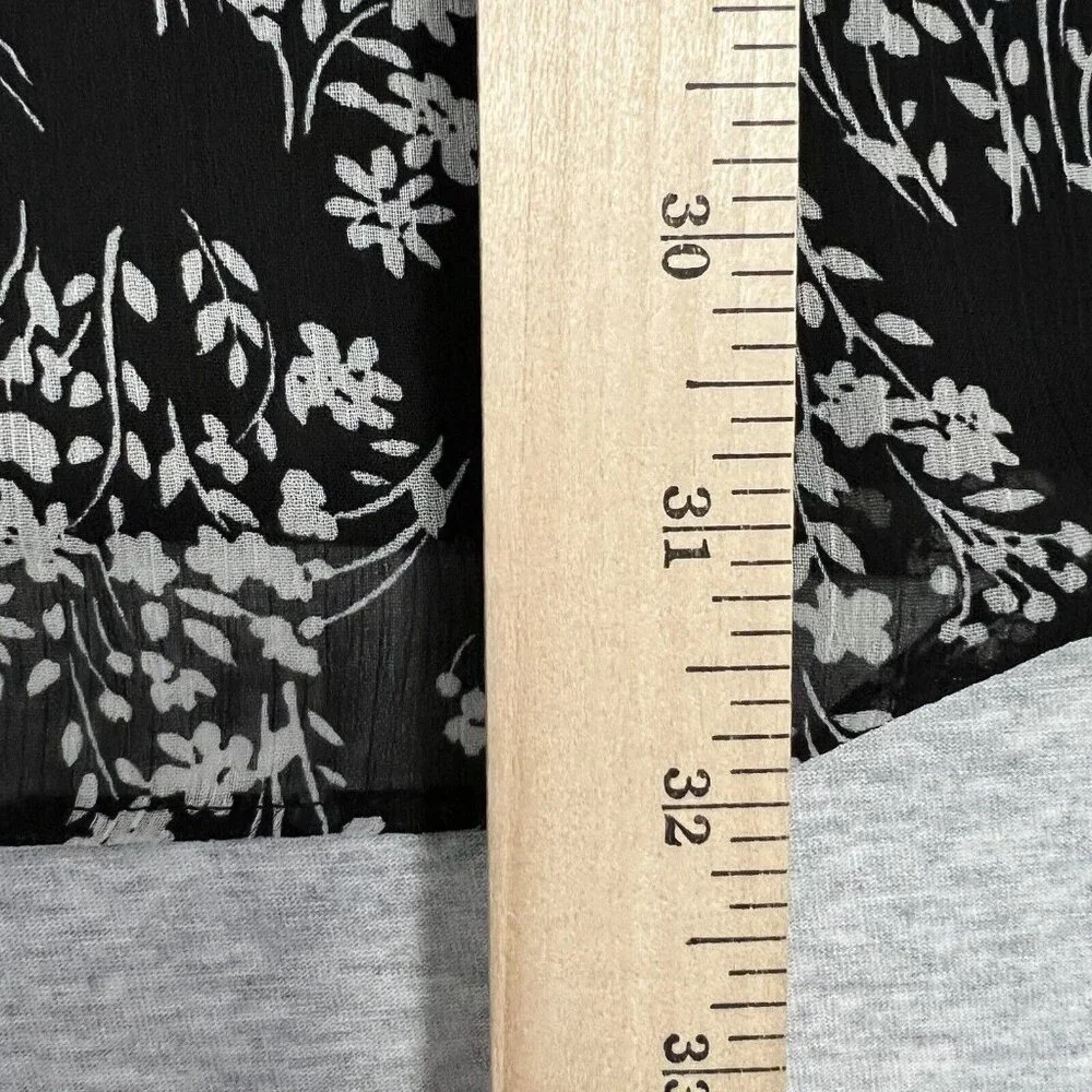 Nine Britton Dress Womens Extra Small Black‎ Floral Twee Floral Sheer Faux Wrap
